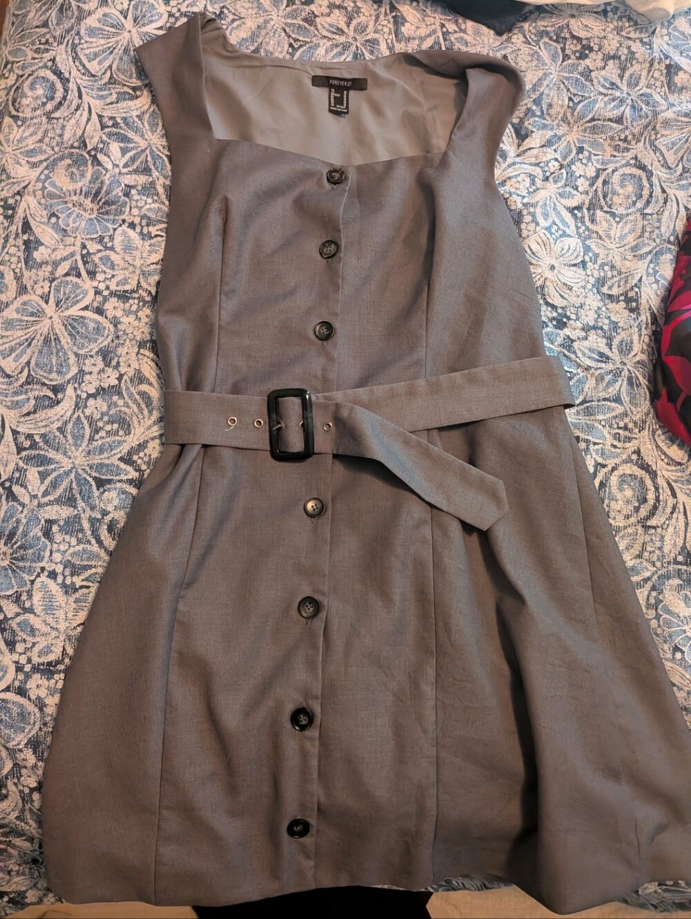 Forever 21 Gray Belted Work Dress